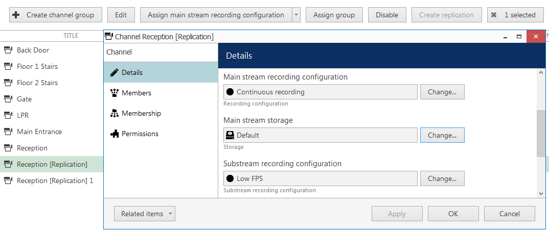 Set the desired recording plan for each replica