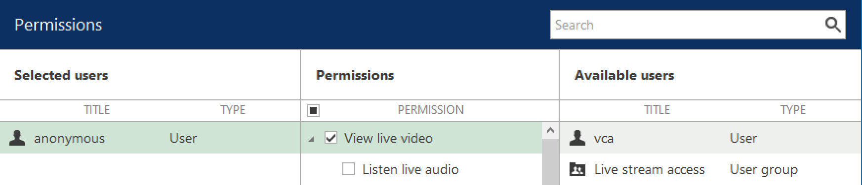 Allow access to the live stream